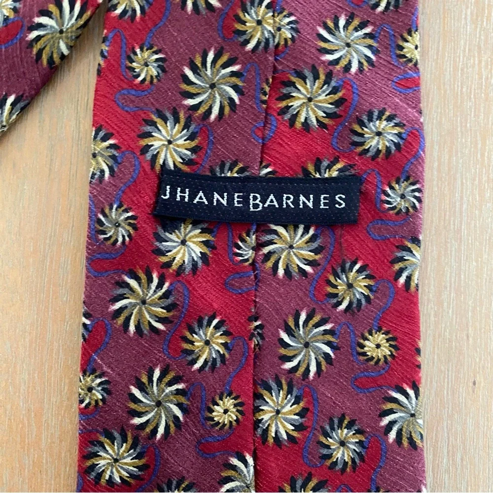 Men's Red and Purple Jhane Barnes Silk Patterned Tie